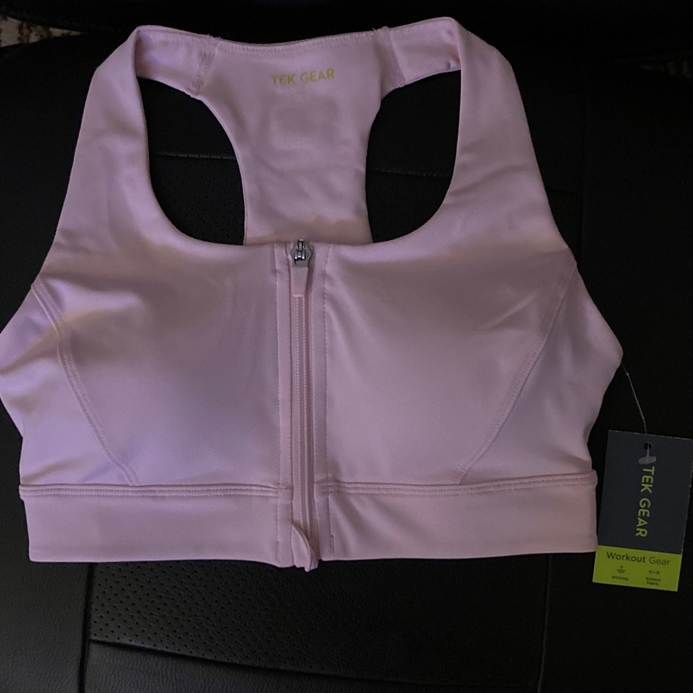 Tek Gear Women's Light Pink Zip-Front Sports Bra XS New with tag